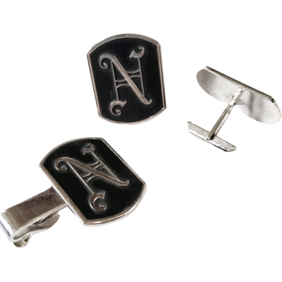 SWANK Other - Swank Vintage Cuff Links & Tie Clip "N" Monogram